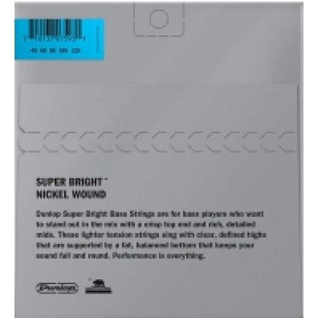 Jim Dunlop DBSBN45125 Super Bright Nickel Wound 5 Telli Bas Gitar Teli (45-125)<br>Fotoğraf: 2/2