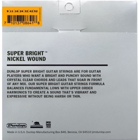 Jim Dunlop DESBN0952 Super Bright Light 7 Telli Elektro Gitar Teli (09-52)<br>Fotoğraf: 2/2
