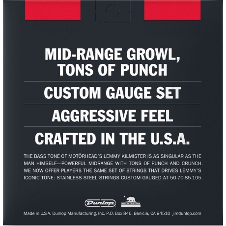 Jim Dunlop LKS50105 Lemmy Signature Bass Gitar Teli (50-105)<br>Fotoğraf: 2/2