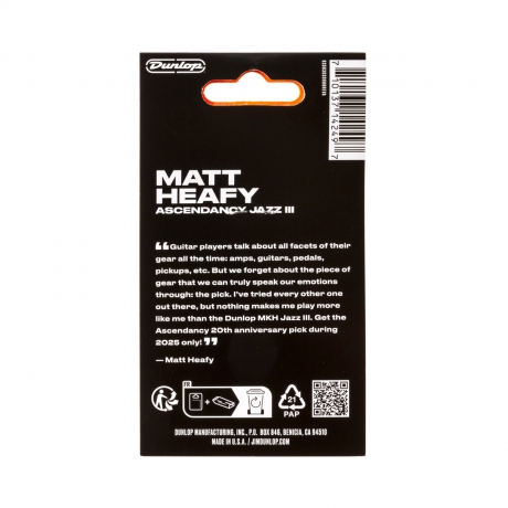 Jim Dunlop Matt Heafy Max Grip Att Heafy Ascendancy 6'lı Paket Jazz III Pena<br>Fotoğraf: 5/5