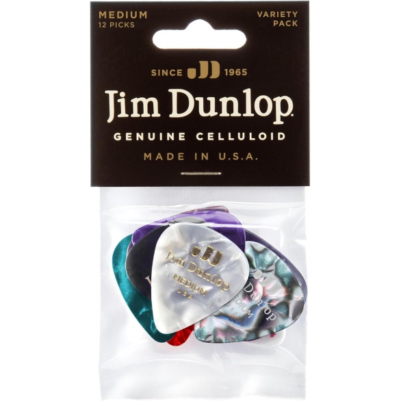 Jim Dunlop PVP106 Celluloid Medium Pick Variety 12'li Paket Pena, Fotoğraf: 1/3