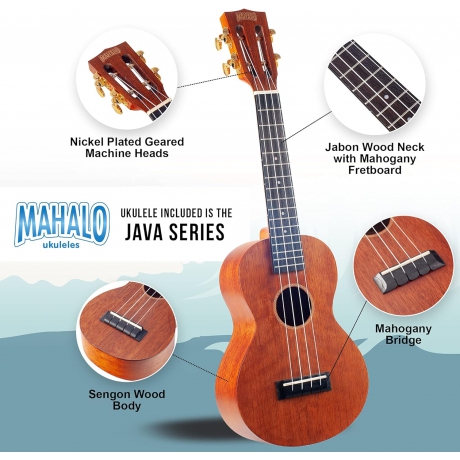 Mahalo MJ2TBRK Java Series Concert Ukulele Seti (Trans. Brown)<br>Fotoğraf: 2/3