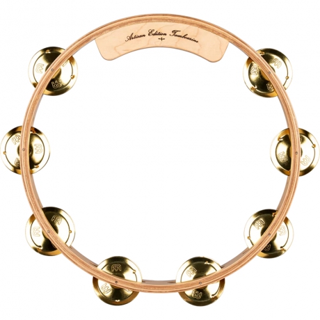 Meinl AE-MTA1B Artisan Maple Wood Solid Brass Jingle 1 Row 10" Tour Tamburin (Natural)<br>Fotoğraf: 2/6