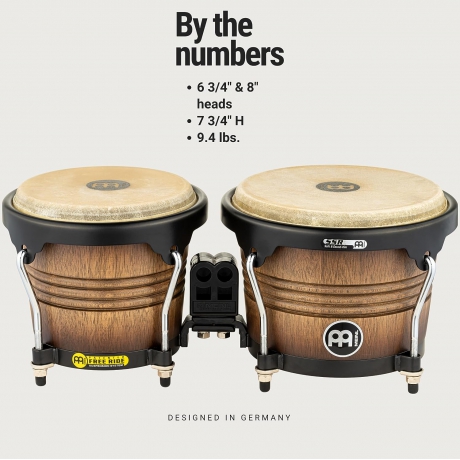 Meinl FWB190ATB-M Free Ride Series 6.75" / 8" Bongo Set (Antique Tobacco Burst)<br>Fotoğraf: 6/6