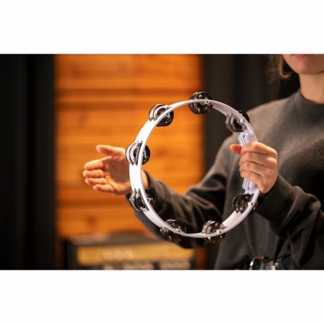 Meinl HTT10WH Stainless Steel Jingle 2-rows 10" Tour Tamburin (Beyaz)<br>Fotoğraf: 6/7