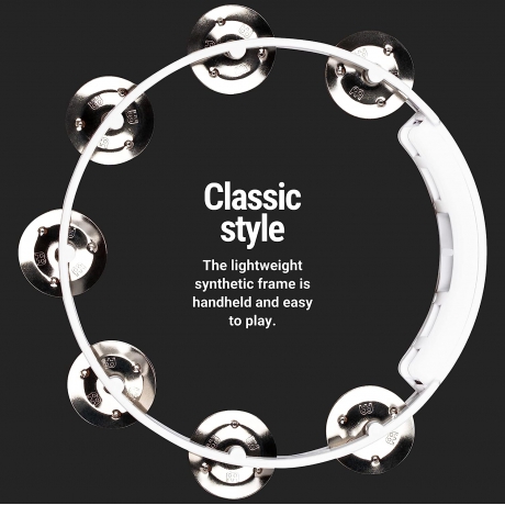 Meinl HTT8WH Stainless Steel Jingle 1-row 8" Tour Tamburin (Beyaz)<br>Fotoğraf: 2/2