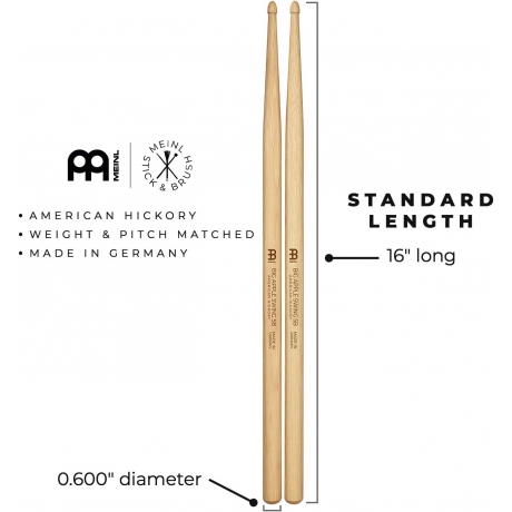 Meinl SB112 Hickory Small Acorn Wood Tip 5B Baget<br>Fotoğraf: 2/2