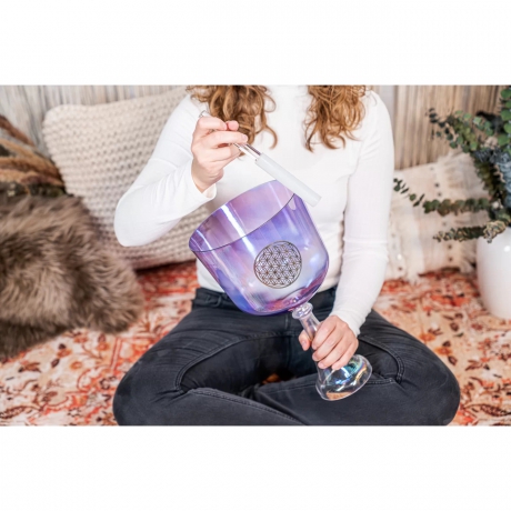 Meinl Sonic Energy CSC8FPFOL Hayatın Çiçeği Kalp Çakrası 8'' Crystal Singing Ses Kadehi (Purple)<br>Fotoğraf: 3/4