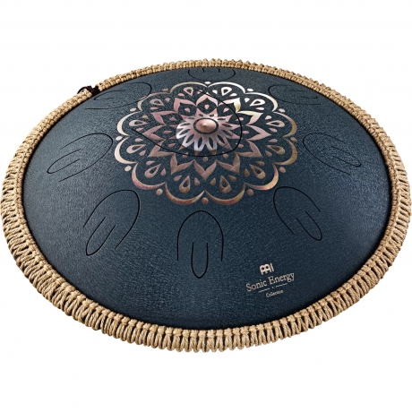 Meinl Sonic Energy OSTD2NBE Octave Steel Floral Design D Amara 16" Tongue Drum (Navy Blue)<br>Fotoğraf: 1/1
