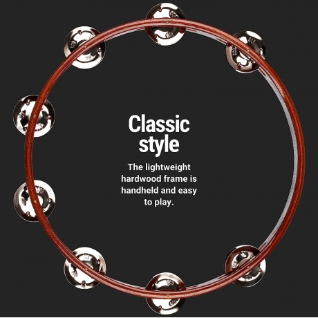 Meinl TA1AB Wood Nickelsilver Jingle 1-Row Tamburin (Antique Brown)<br>Fotoğraf: 2/2