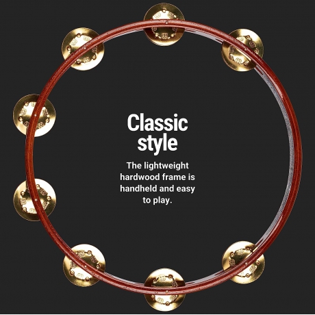 Meinl Wood Brass Jingle Hand Tamburin (Antique Brown)<br>Fotoğraf: 2/2
