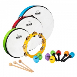 Nino NINOSET9 Kids Mixed Rhythm Set (Maracas, 4 Egg-shaker, 2 Hand Drums, Tam...