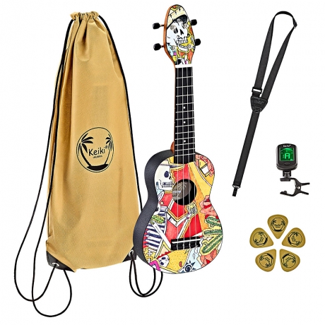 Ortega K2-EM Keiki Sopranino Ukulele Set (El Muerto)<br>Fotoğraf: 1/3