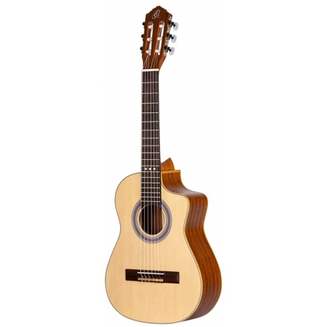 Ortega RQ25 Requinto Series 1/2 Cutaway Klasik Gitar (Natural)<br>Fotoğraf: 3/4