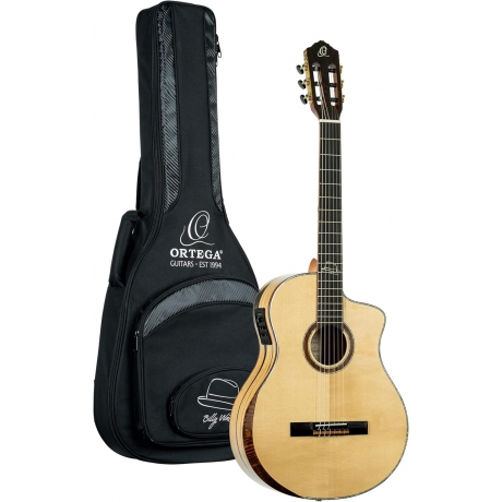 Ortega Signature Series Solid Ladin/ Beyaz Abanoz Elektro Klasik Gitar (Natural)<br>Fotoğraf: 6/6