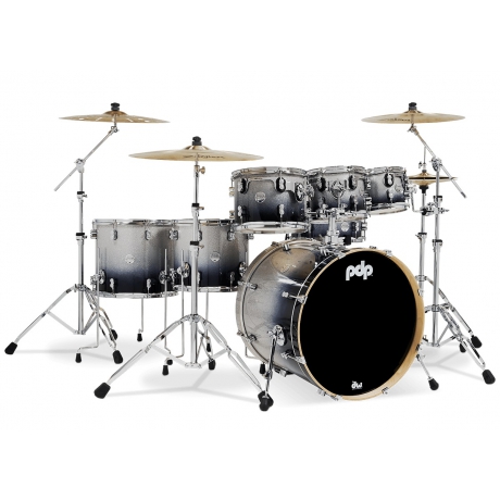 PDP Drums Concept Akçaağaç 7-Parça 22" Akustik Davul (Silver - Black Sparkle Fade)<br>Fotoğraf: 1/2