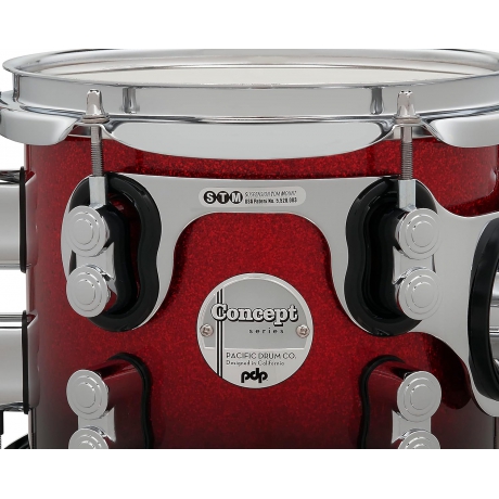 PDP Drums Concept Maple 5 Parça 22" Akustik Davul (Red To Black Sparkle Fade)<br>Fotoğraf: 5/5