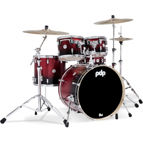 PDP Drums Concept Maple 5 Parça 22" Akustik Davul (Red To Black Sparkle Fade)<br>Fotoğraf: 1/5