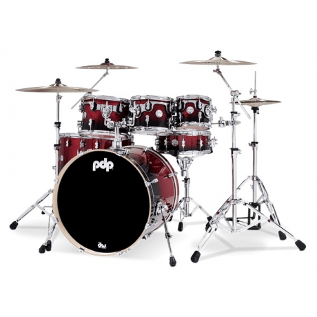 PDP Drums Concept Maple 7 Parça 22" Akustik Davul (Red To Black Sparkle Fade)<br>Fotoğraf: 1/3