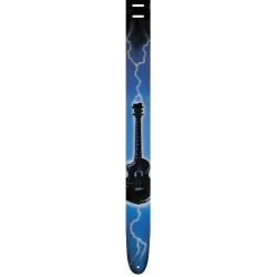 Perris Leather P25AB-402 Airbrush Blue Lightning Gitar Askısı