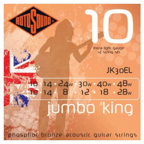 Rotosound JK30EL Jumbo King Phosphor Bronz 12 Telli Akustik Gitar Teli (10-48)<br>Fotoğraf: 1/1