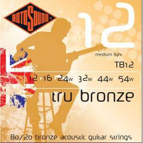 Rotosound TB12 Tru Bronze Akustik Gitar Teli (12-54)<br>Fotoğraf: 1/1