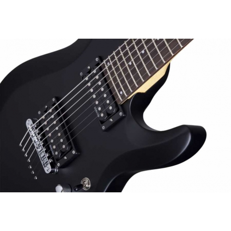 Schecter C-7 Deluxe Elektro Gitar (Satin Black)<br>Fotoğraf: 3/4