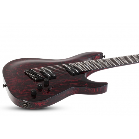 Schecter  C-7 Multiscale Silver Mountain 7 Telli Elektro Gitar (Blood Moon)<br>Fotoğraf: 2/7