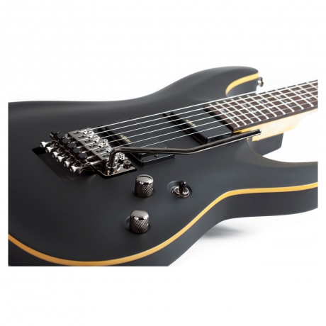 Schecter Demon-6 FR SBK Elektro Gitar (Aged Black Satin)<br>Fotoğraf: 3/4