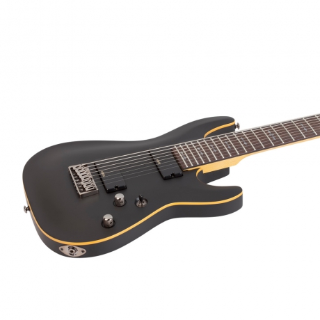 Schecter Demon-8 Elektro Gitar (Aged Black Satin)<br>Fotoğraf: 3/4
