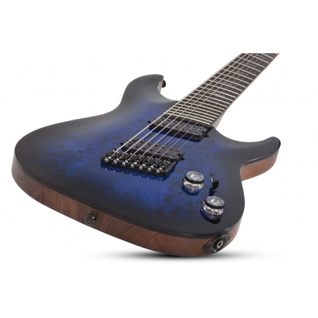 Schecter Omen Elite-7 Multiscale 7 Telli Elektro Gitar (See-Thru Blue Burst)<br>Fotoğraf: 2/6