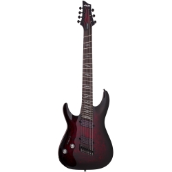 Schecter Omen Elite-7 Multiscale 7 Telli Solak Elektro Gitar (Black Cherry Bu...