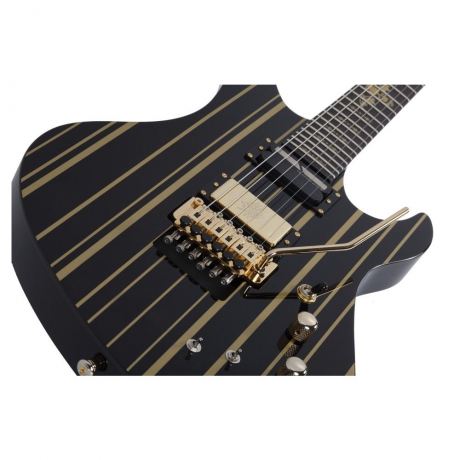 Schecter Synyster Custom FR Elektro Gitar (Gloss Black & Gold Stripes)<br>Fotoğraf: 5/7