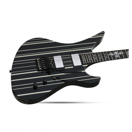 Schecter Synyster Custom FR Elektro Gitar (Gloss Black & Silver Pin Stripes)<br>Fotoğraf: 4/6
