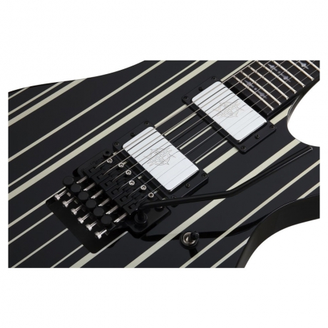 Schecter Synyster Custom FR Elektro Gitar (Gloss Black & Silver Pin Stripes)<br>Fotoğraf: 3/6