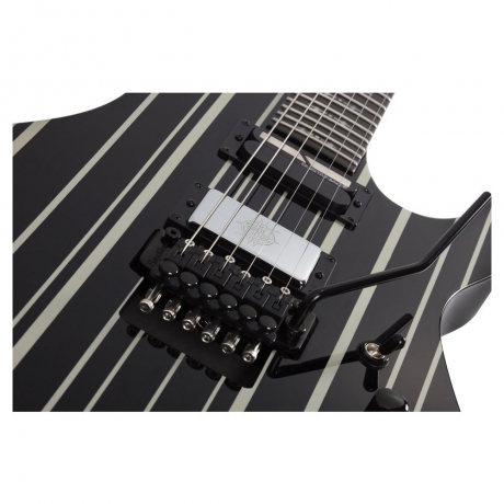 Schecter Synyster Custom-S FR Elektro Gitar (Gloss Black & Silver Pin Stripes)<br>Fotoğraf: 4/5