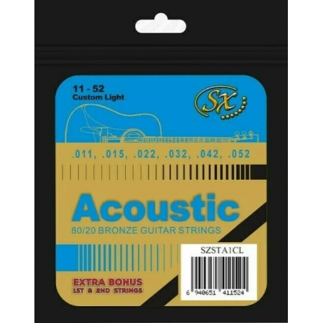 SX SZSTA1CL Custom Light Bronz Akustik Gitar Teli (11-52)<br>Fotoğraf: 1/1