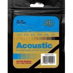 SX SZSTA1EL High-carbon Steel Core Bronze Wrap Extra Light Akustik Gitar Teli...