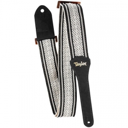 Taylor Academy Jakarlı Pamuk 2" Gitar Askısı (Beyaz/Siyah)