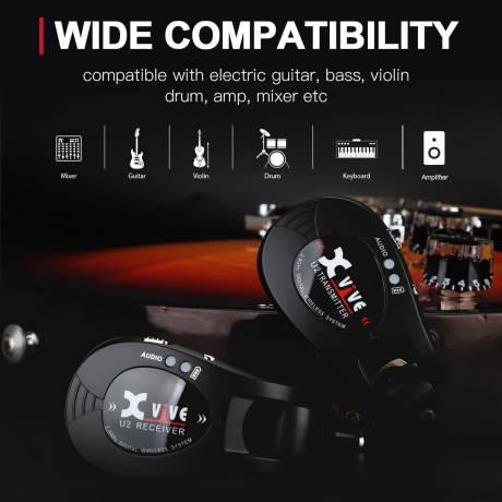 Xvive XV-U2 Kablosuz Gitar Bağlantı Sistemi - Karbon<br>Fotoğraf: 6/6