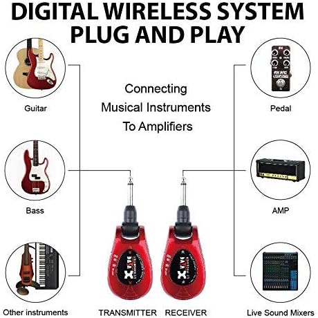 Xvive XV-U2 Kablosuz Gitar Bağlantı Sistemi - Kırmızı<br>Fotoğraf: 4/5