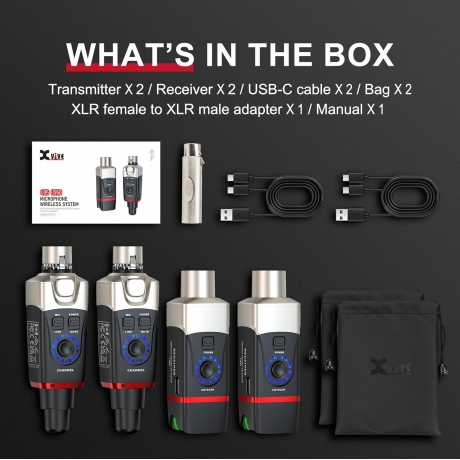 Xvive XV-U35D Kablosuz Mikrofon Sistemi - Çift Mikrofon için Set<br>Fotoğraf: 7/7