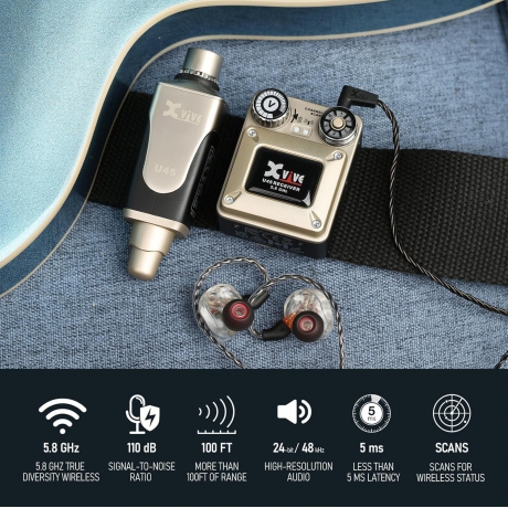Xvive XV-U45R4 4 Alıcı + 1 Vericili Kablosuz In-Ear Monitör Sistemi<br>Fotoğraf: 2/6