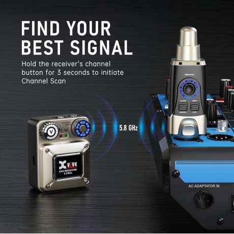 Xvive XV-U45R4 4 Alıcı + 1 Vericili Kablosuz In-Ear Monitör Sistemi<br>Fotoğraf: 5/6