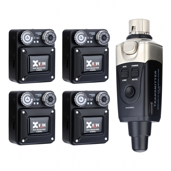 Xvive XV-U45R4 4 Alıcı + 1 Vericili Kablosuz In-Ear Monitör Sistemi (Siyah), Fotoğraf: 1/9